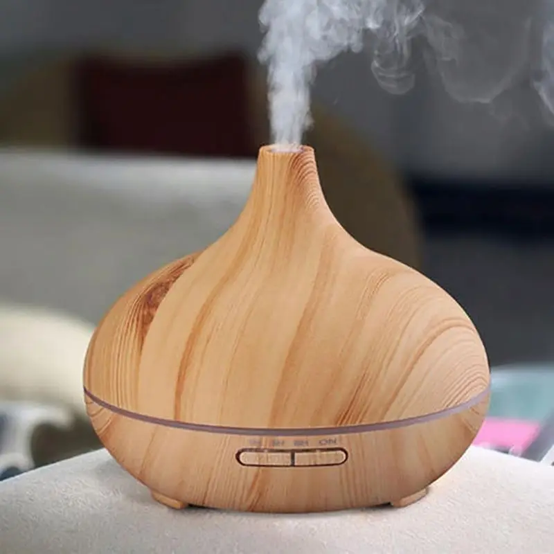 Top Sell 7 Color Led Light 550Ml Aroma Essential Oil Diffuser, Wood Grain Ultrasonic Cool Mist Humidifiers For Office Home