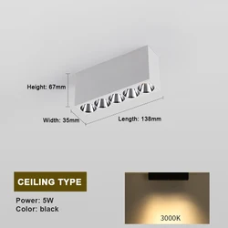 Led Ceiling Light Living Room Lighting Linear Strip Light Household Ceiling Anti-glare Downlight Surface Mounted Spotlight