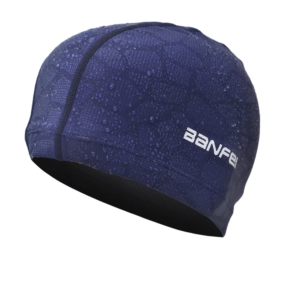 Customized Logo Unisex Nylon Mesh Fabric High Elastic Cloth Swimming Caps