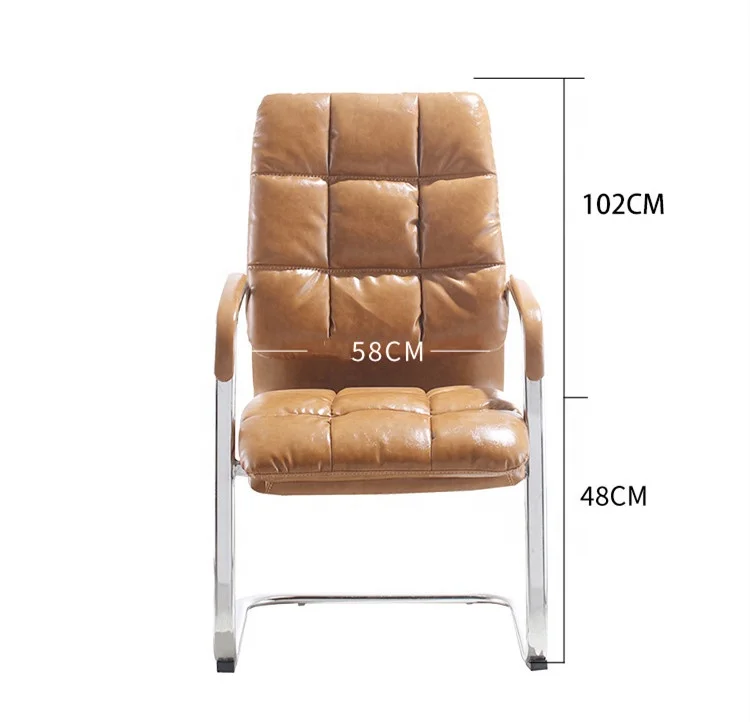 Modern office meeting room reception PU leather brown guest visitor chair with armrest