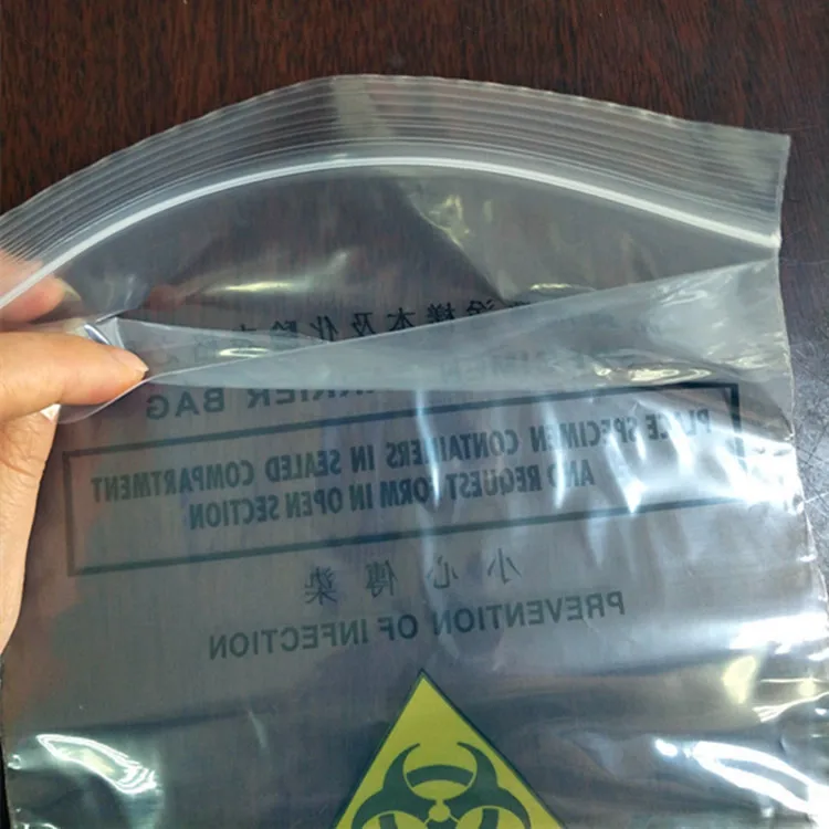  Plastic PE Biohazard Specimen Transport Zip Lock Medical Bag for