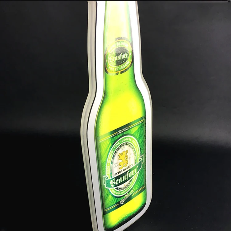 Manufacturer Outdoor Wall Hanging Beer Bottle Shape Advertising Acrylic LED Sign for Bar Beer
