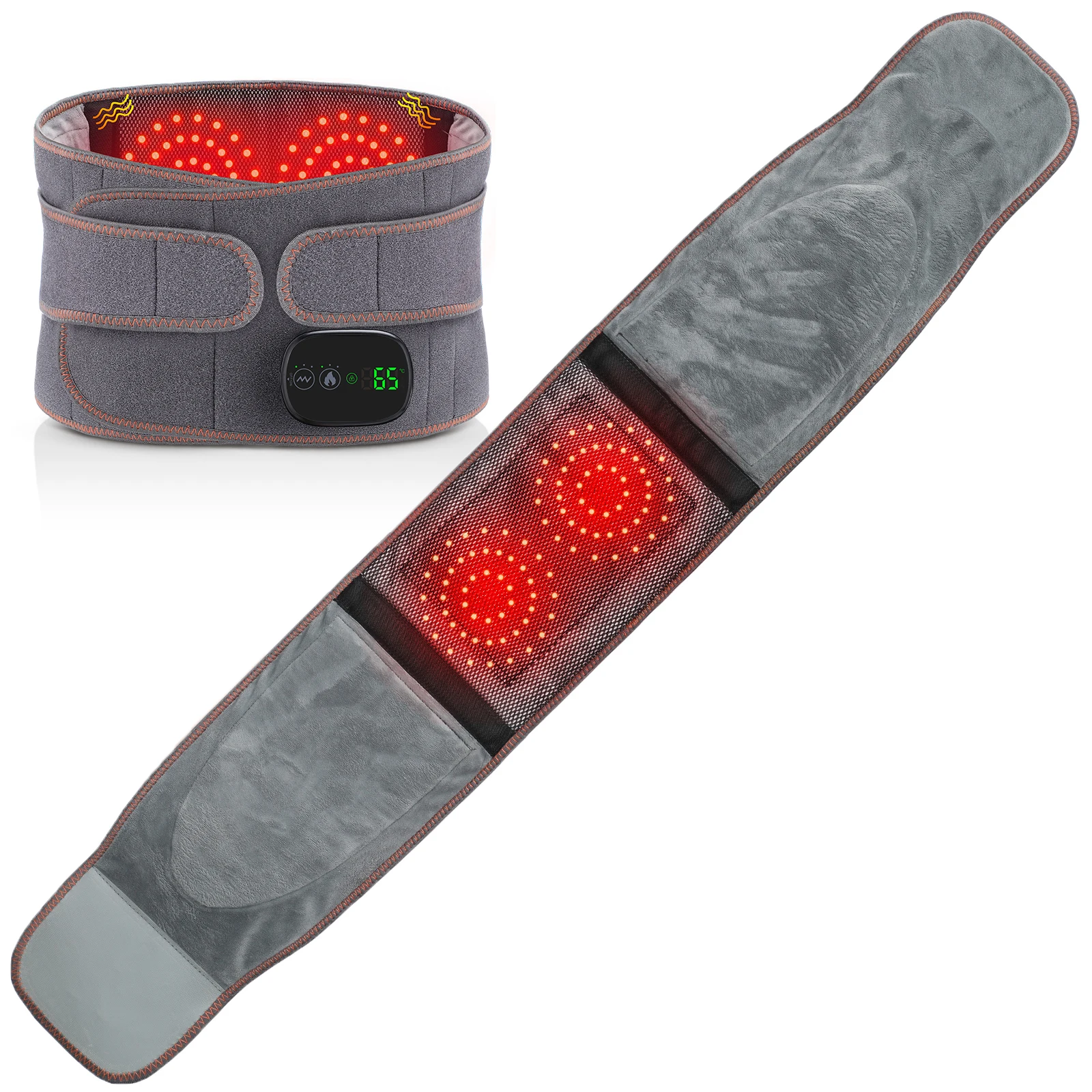 Cordless Far Infrared Vibration Hot Compress Lumbar Brace Therapy Back Massager Electric Heating Waist Massage Belt