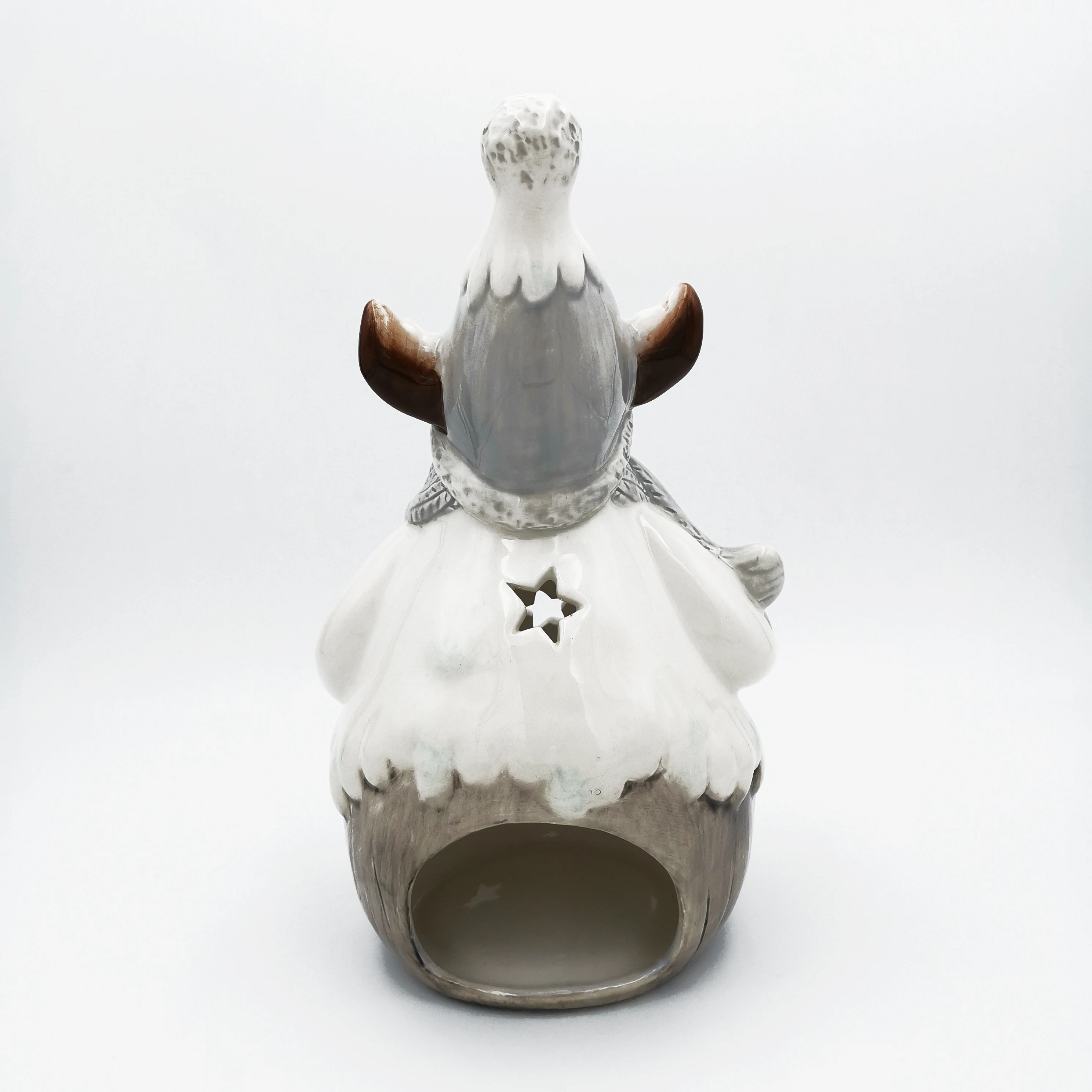 Home bar decoration Ceramic Relief Xmas snowman reindeer figurine oil Burner tea light scented candle holder