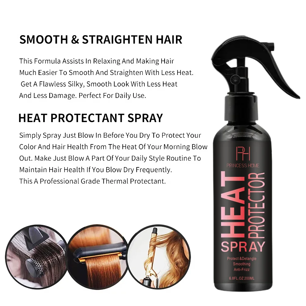 Private Label 200ml Heat Protectant Spray Nourishing Shine Mist Anti-frizz Conditioning Hair Spray Heat Protector Spray