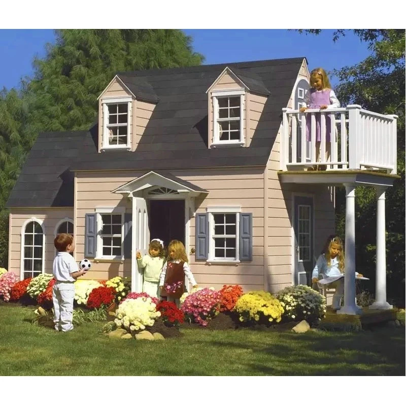 Backyard Waterproof Kids Small Wooden House Outdoor Playhouse Eco-friendly Solid Wood Playhouse