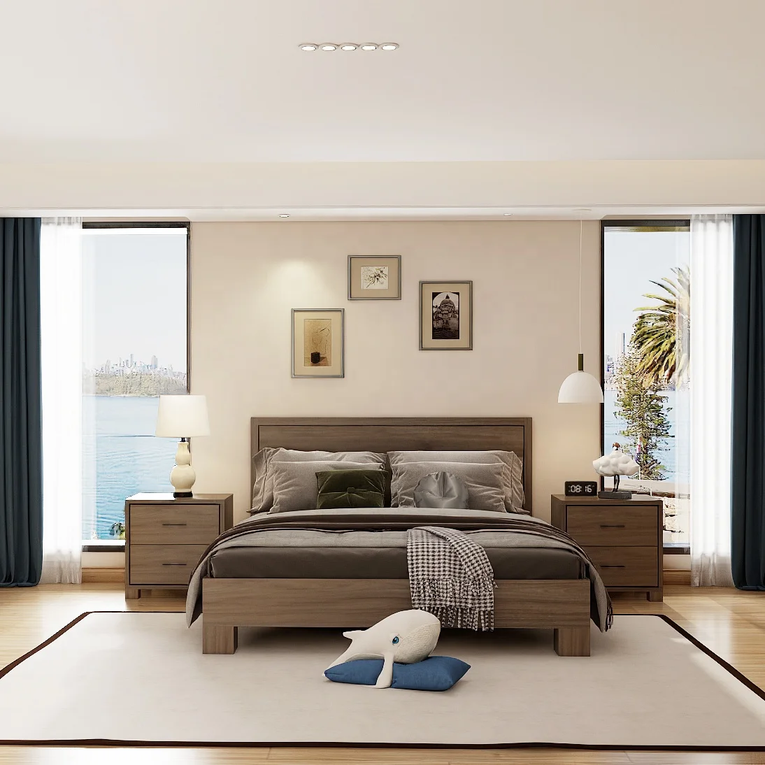 Modern 5-Star Hotel Furniture Set Durable Oak Wood with Stylish Melamine Finish Versatile for Bedroom Apartments & Schools