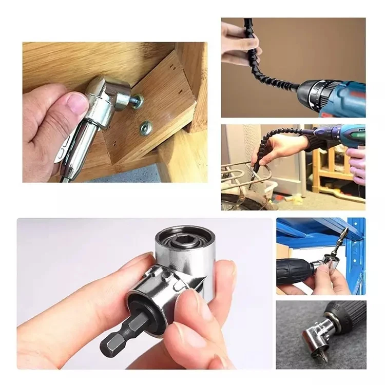 105 Degree Magnetic Angled Screwdriver Bit Adapter Holder with Quick Change Hex Shank
