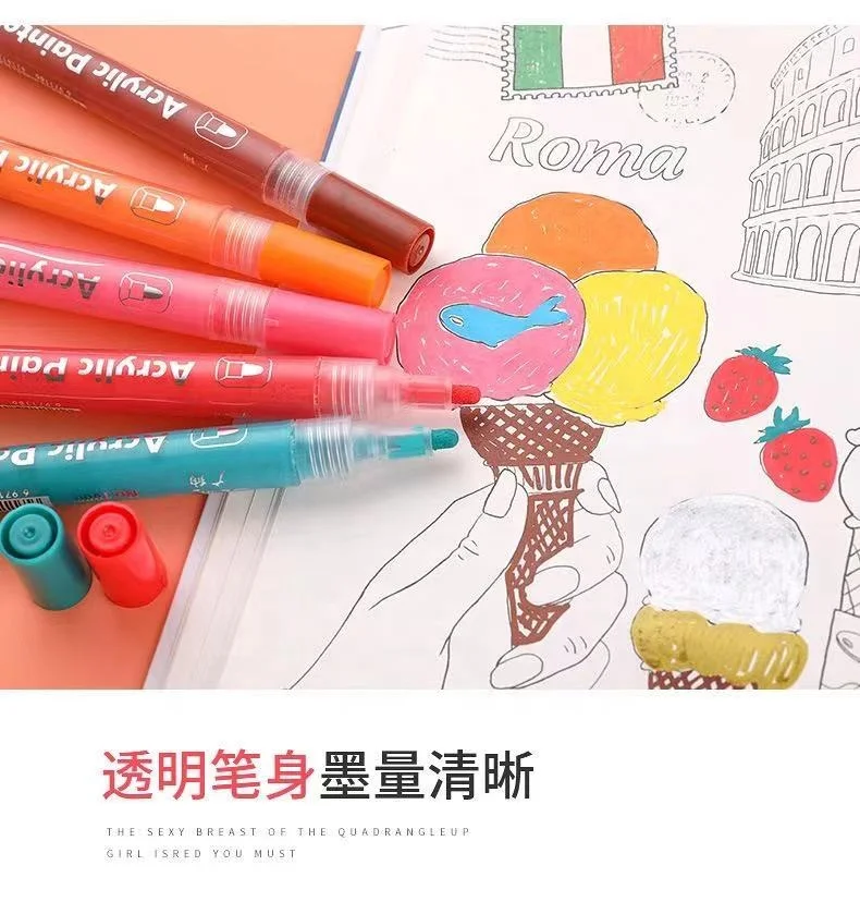 Wholesale 4 12 24 36 colorful acrylic painter Pen Set OEM Customized Art marker private Logo Packing for window/wood