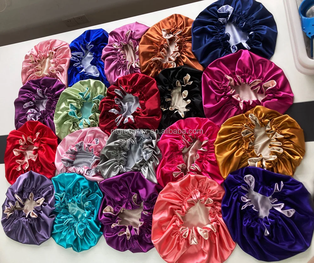 Hot Selling Factory Manufacturer Double Layer Silk Satin Hair Bonnet Sleep Cap Satin Bonnet