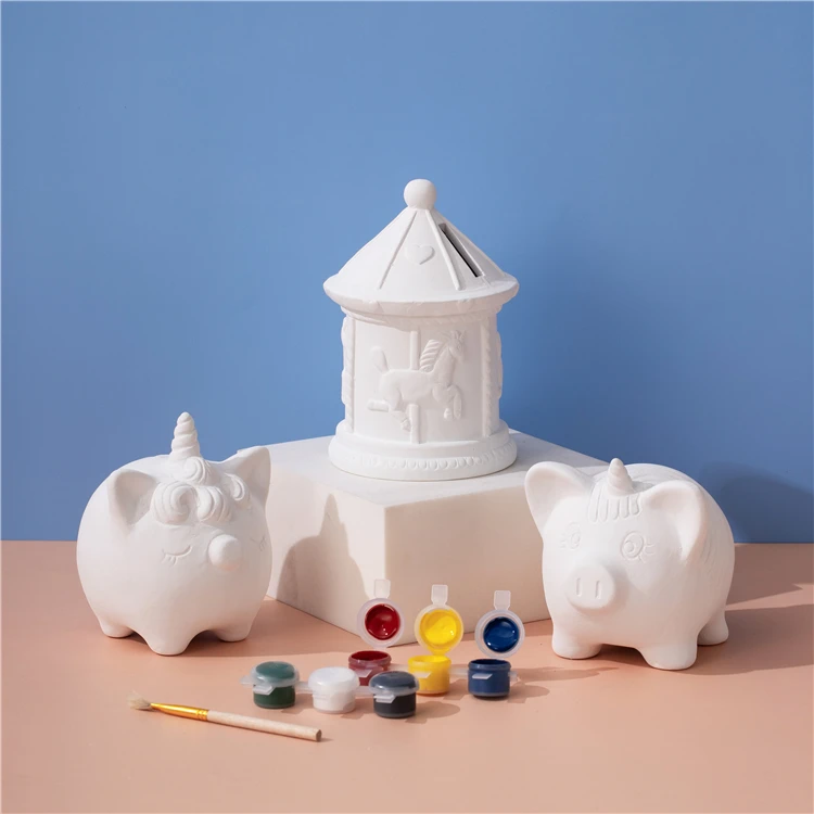 Cute bear hedgehog craft children ceramic diy painting kids drawing educational toys for kids