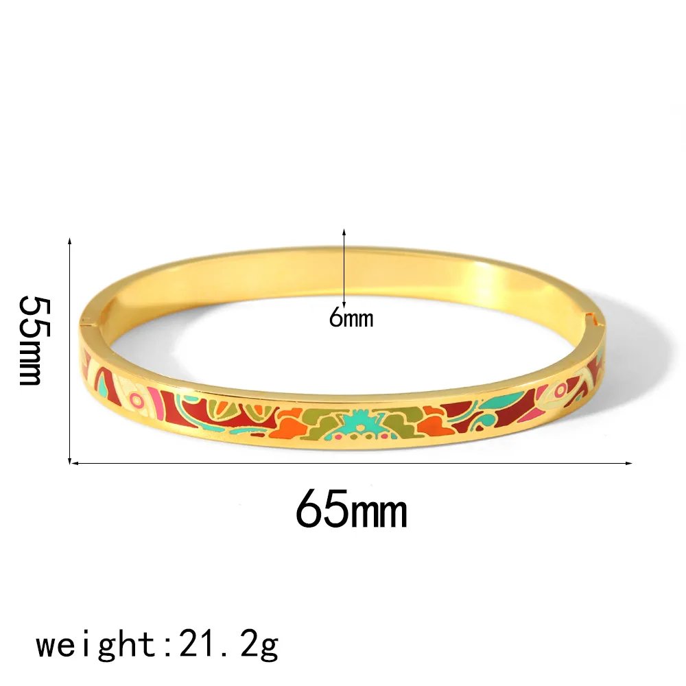 Custom manufacture colorful open enamel bangle wholesale fashion women 18k gold plated stainless steel enamel cuff bangle