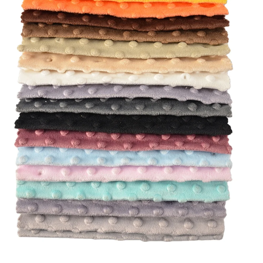 Wholesale 100% Polyester Velvet Fleece Soft Minky Dot Fabric For Baby Blankets