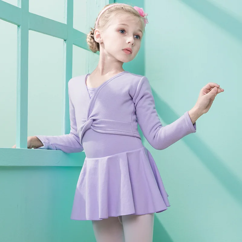 Winter Girls Fleece Ballet Top Long Sleeve Dance Thickening Shirt Children Ballet Shawl