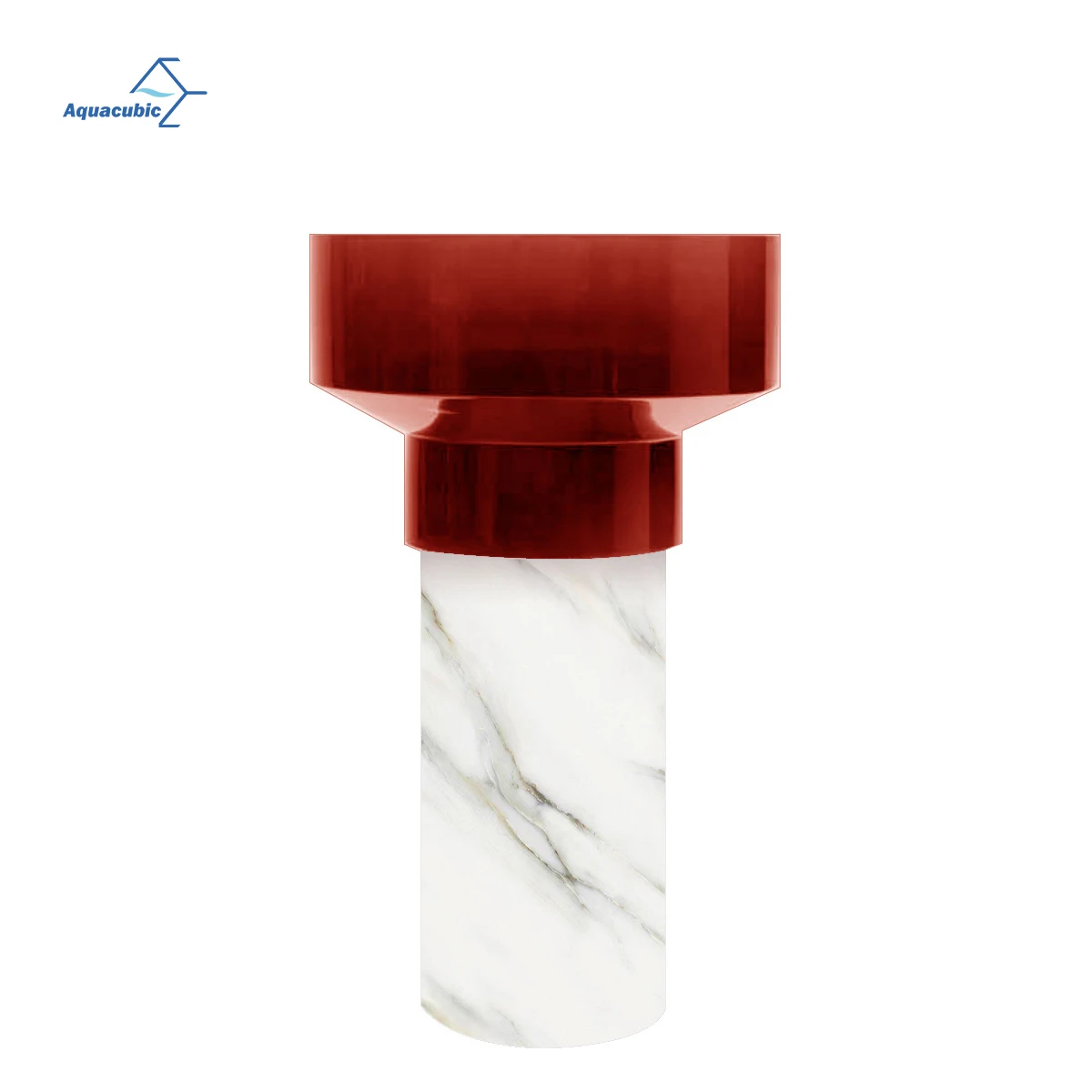 Red Resin Wash Basin Solid Surface Bathroom hand Basins Bathroom Sink with Marble Pattern