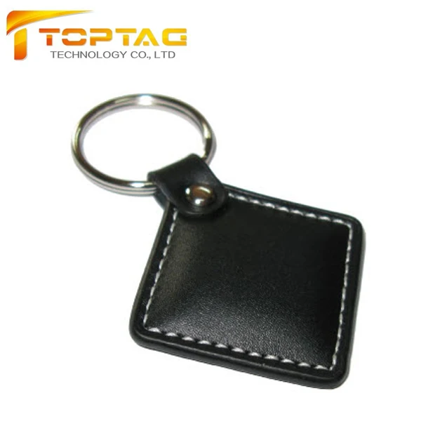 Hot sales rfid Contactless waterproof  leather key fob PU key tag for hotel system