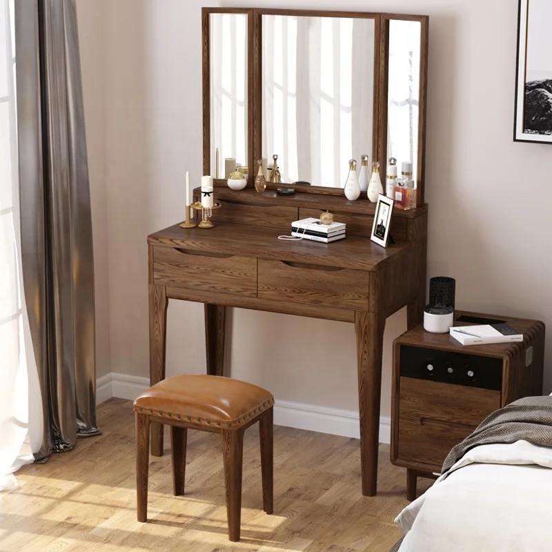 
Antique Design Wood Bedroom Furniture Classic Make up Vanity Table Set For Girls 