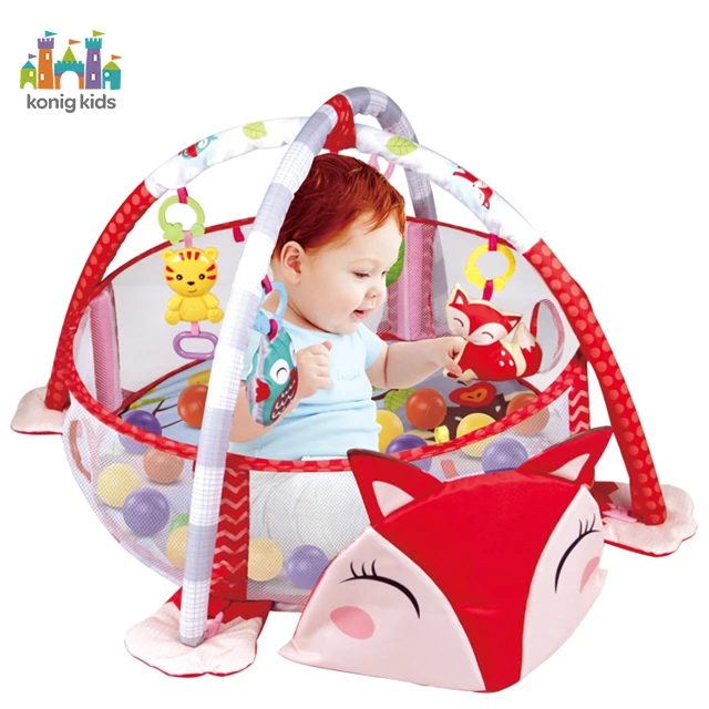 Konig Kids 3 in 1 Fox  Playing Mat Activity Baby Gym With 30pcs Ball Pit Skill Development Toys Baby Mat Baby Play Mat