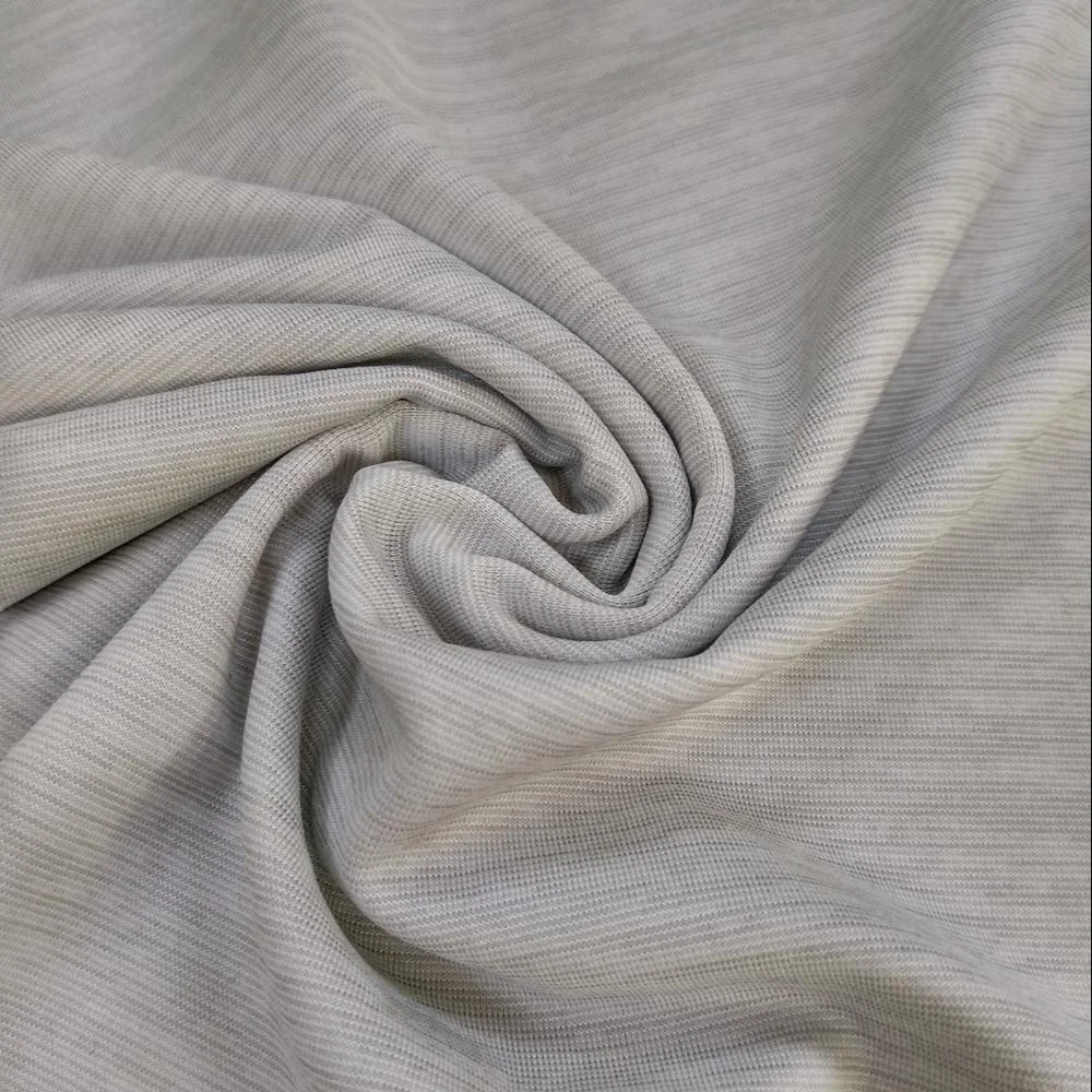 
Sportswear fabric stretch single jersey soft wicking grey melange color fabric #SPTL-6273CD-1 