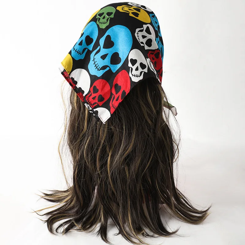 Bandana Polyester Skull Print Heads Scarf Halloween Ghost Festival Headscarf Street Dance Hip-hop Outdoor Cycling Square Scarf