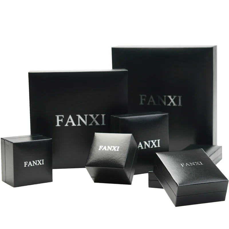 New Custom Logo Material Printed Black Jewelry Packaging Box for Ring Pedant  Bracelet Chain
