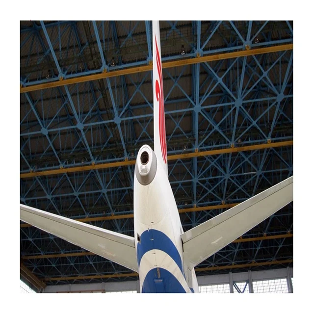 Large Span Space Frame Steel Truss Structure Prefabricated Aircraft Hangar Building