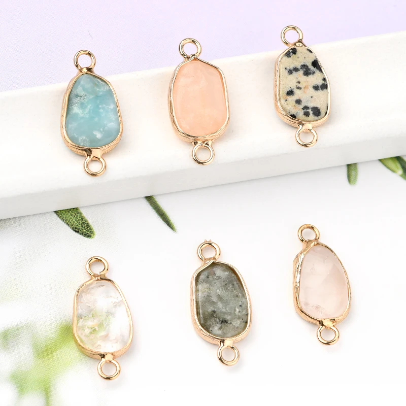High quality natural crystal bracelet connector unique irregular shape stone charm for DIY Jewelry
