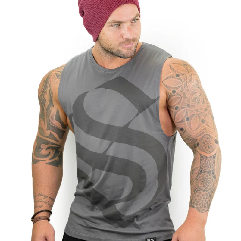 Бодибилдеров, новая футболка без рукавов спортивный мужской жилет из дышащего обтягивающего материала подходит тренировочный пуловер поставка от производителя