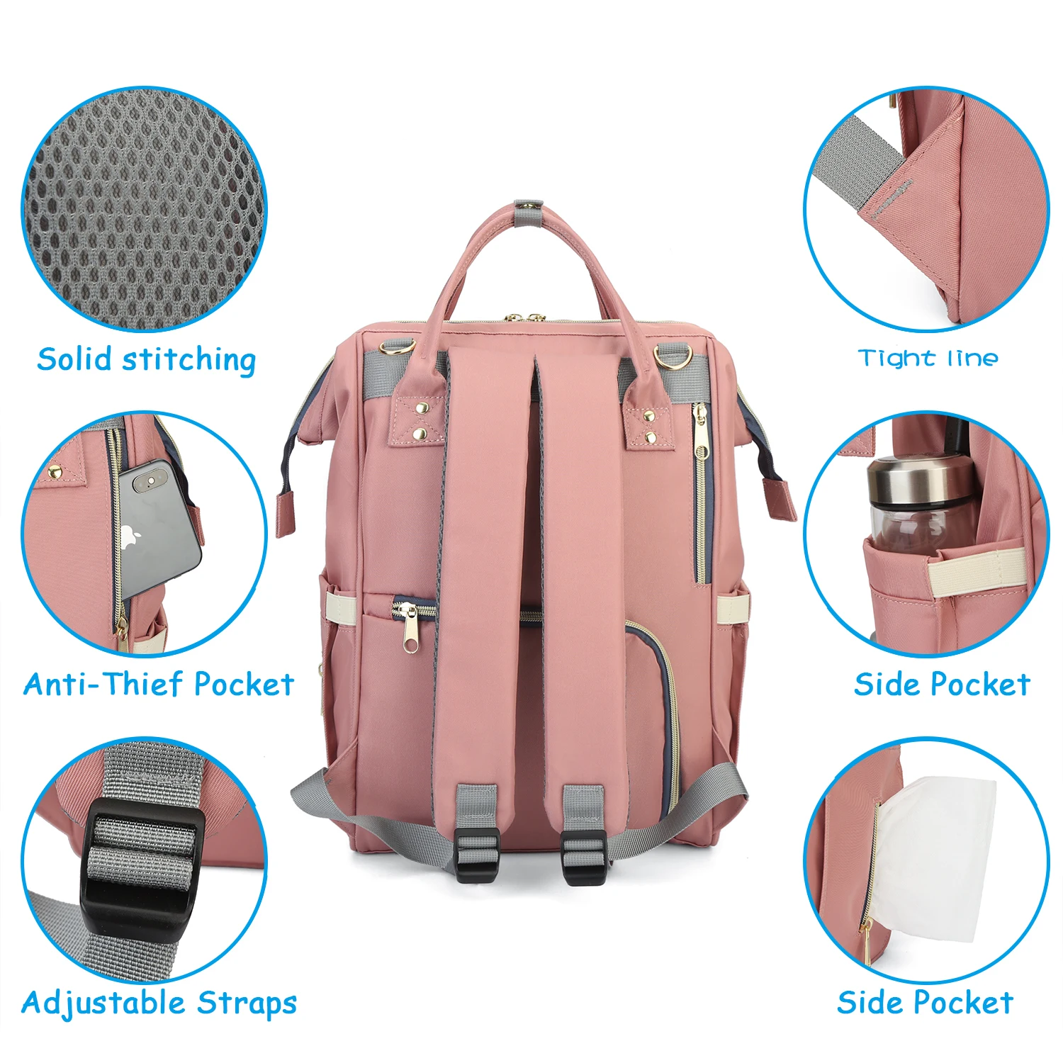 Whole Sale Amazon hot sell Factory Mummy Baby Diaper Bags Nappy Backpack