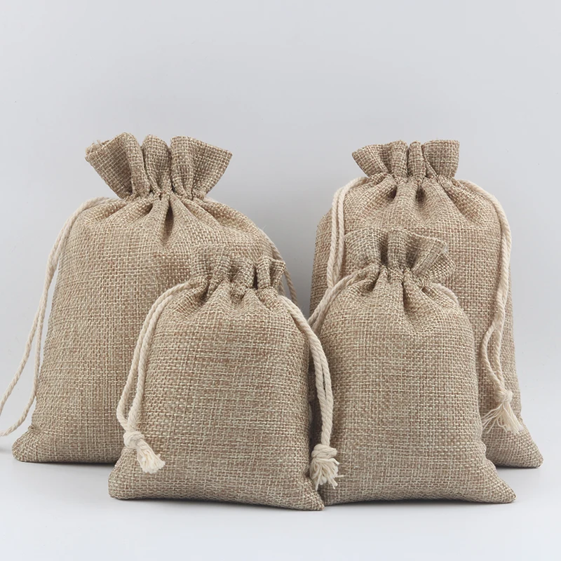 Coffee Pouch Drawstring Jute Bag for Rice Wholesale Price Custom Logo Printed Small Burlap Pp Bags Packing Recyclable Cartoon