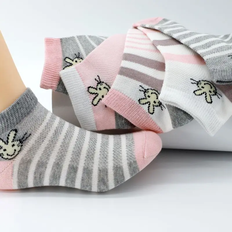 
100% Cotton Classical Cute Animal Rabbit Bunny Cartoon Stripes Design Children Socks Kids Girls Socks 