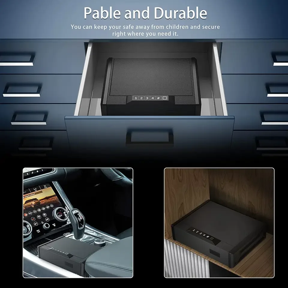 Safety Device Gun Safe Box Hidden Portable Hand Gun  Safe Fingerprint Biometric Gun Safe