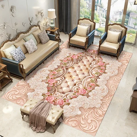 modern 3d rugs pink color Flower pattern large area rugs high quality custom pink living room rug