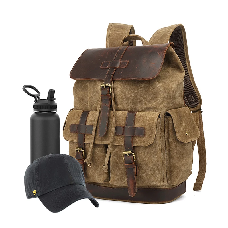 Full Customization Large Capacity Canvas With Leather Other Backpacks Durable Casual Sports Backpacks