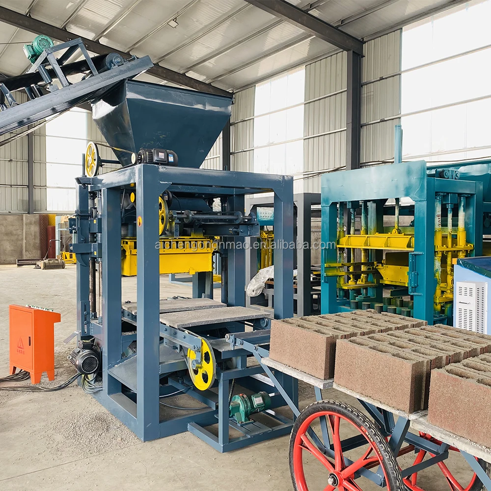 Aichen QT4-24 high quality full automatic concrete cement hollow block brick interlock paver making machine