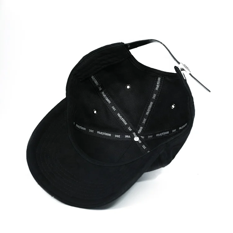 Custom Slant Twill Cotton Skull Logo Cap with Hot Drilling Binding Tapes Printing 6 Panel Baseball Hat