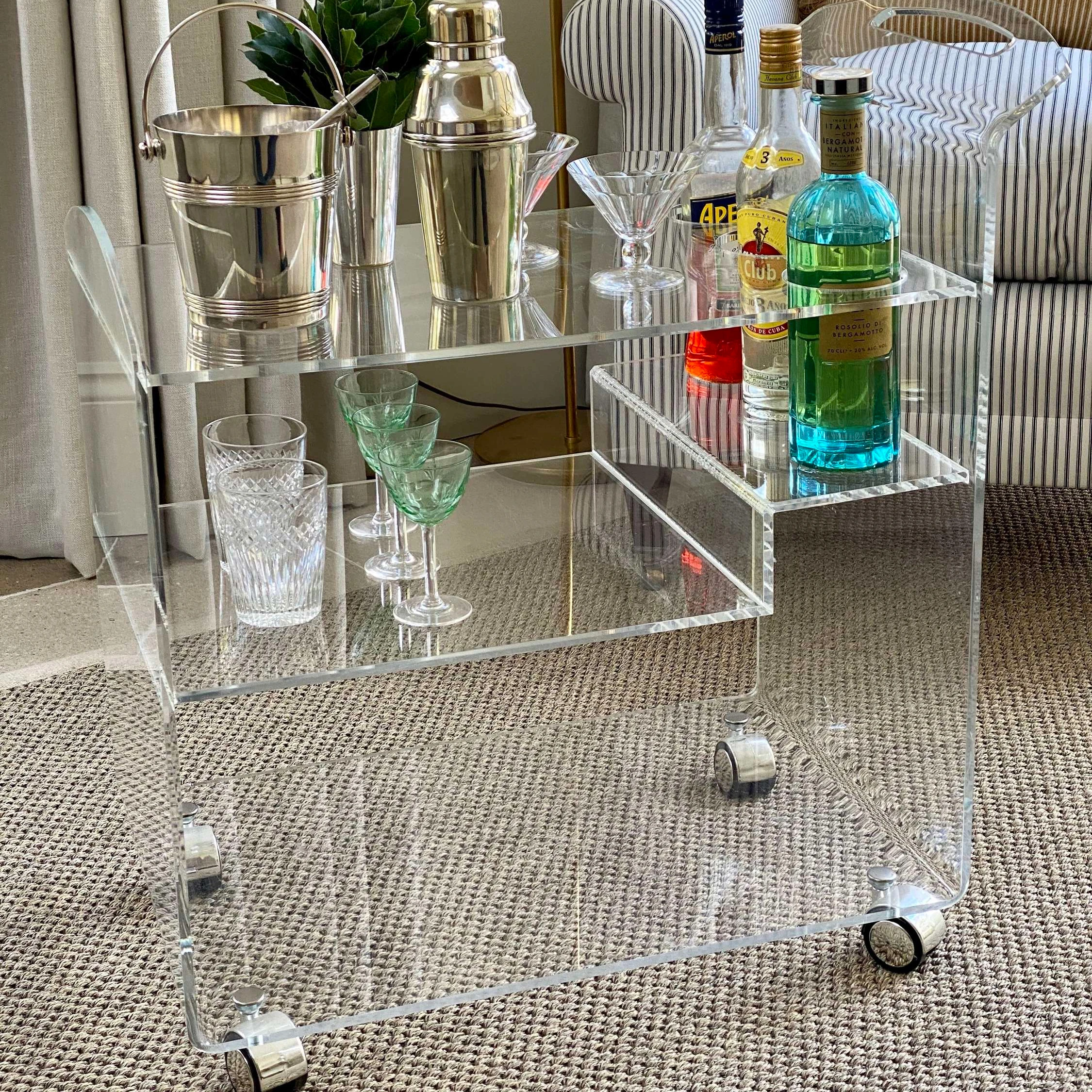 Factory Custom Decoration Trolley Acrylic Cocktail Drink Trolley Bar Trolley
