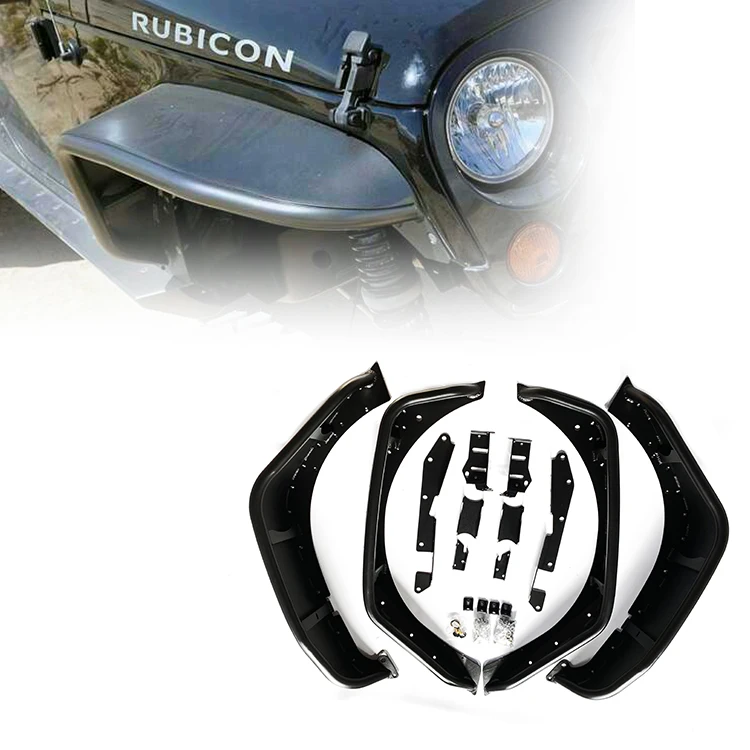 Car Upgrade Textured Steel Auto Parts Flat Fender Flares Fit Car Wheel Eyebrow For Jeep Wrangler Jk 2007-2018