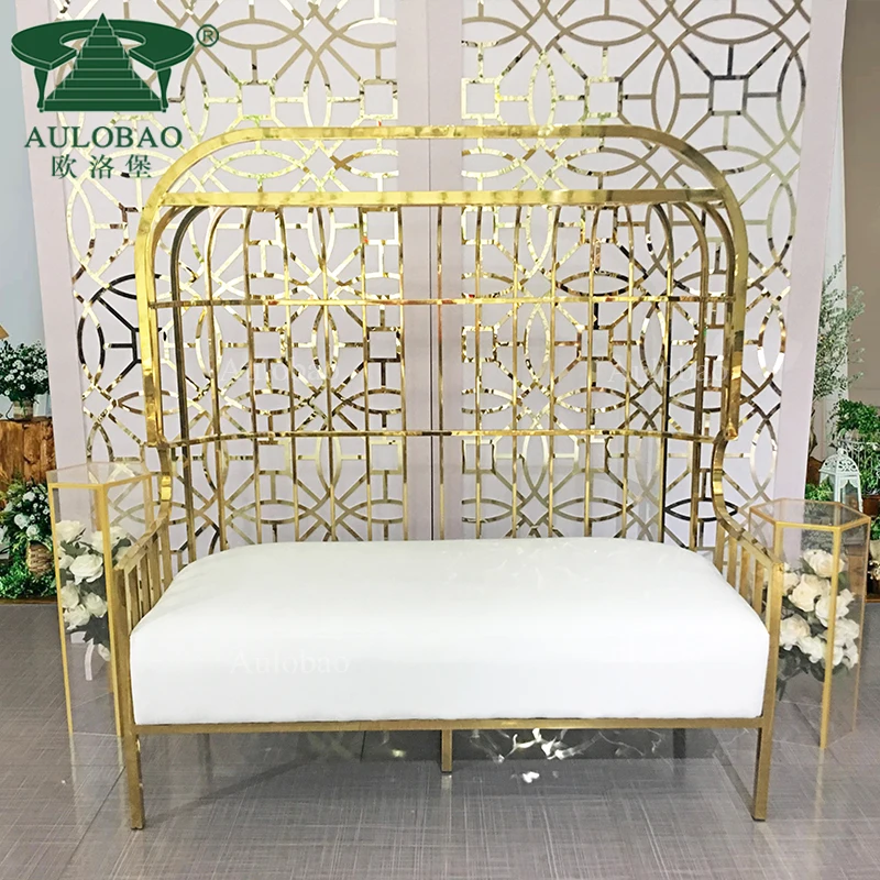 Свадебная мебель, банкетный стул в форме птичьей клетки с золотой рамой из нержавеющей стали