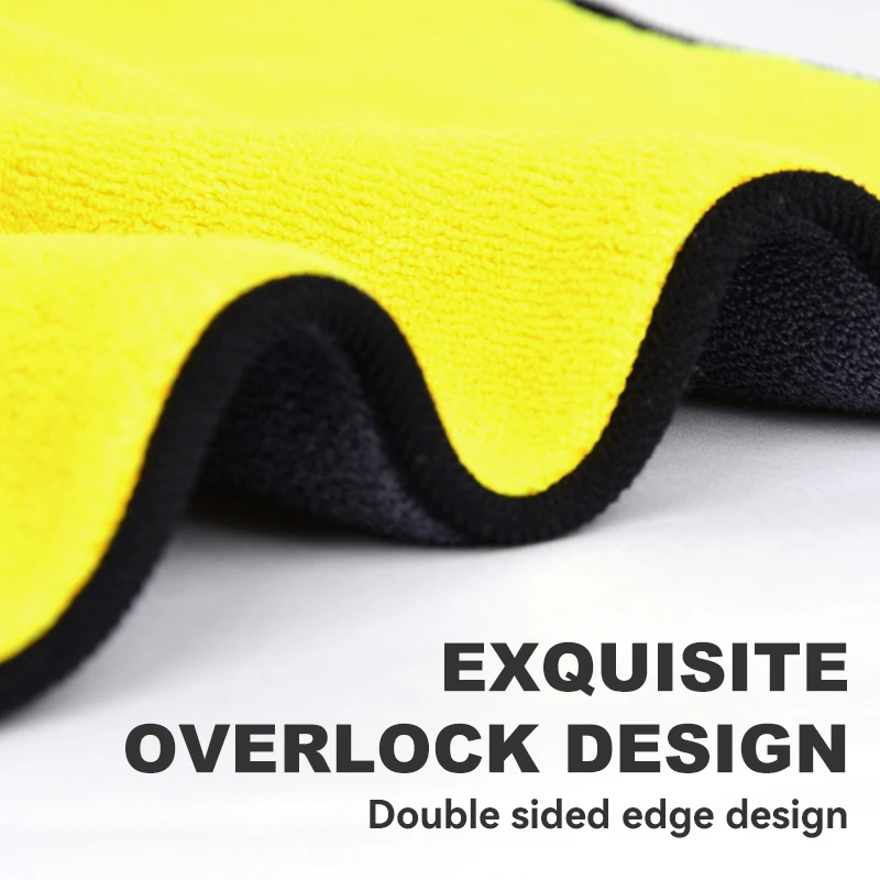 16x16 Microfiber Towel 600gsm Yellow Grey Double-SidedCoral Fleece Car Towel Microfiber Drying Wash Cloth