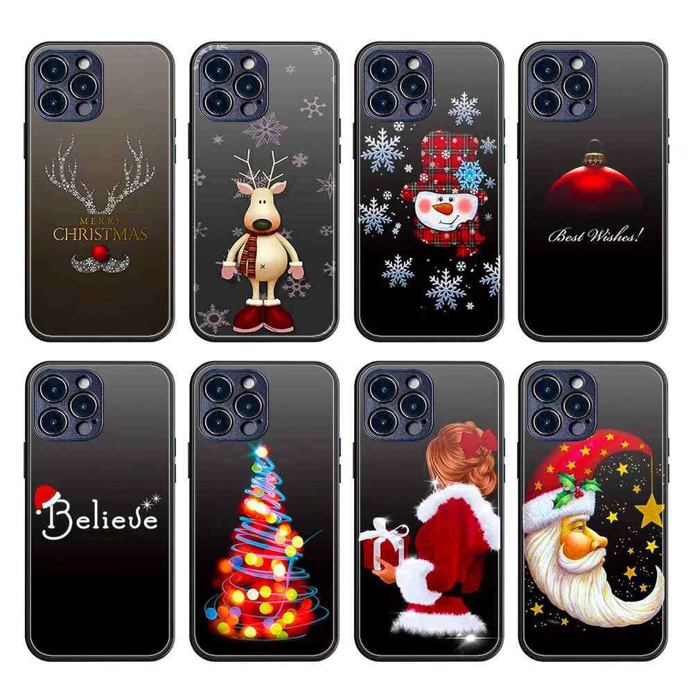 Tempered Glass TPU PC Anime Print Shiny Phone Case for iPhone 7 8 XS 11Pro Back Cover for A51 A71 A22 5G Cases