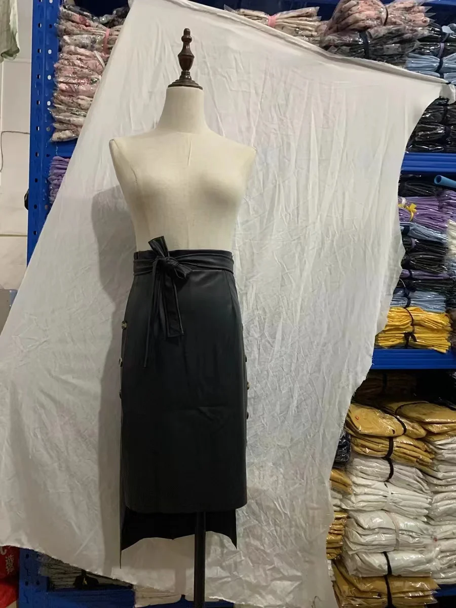 JL9801 Fashion Women PU Skirt Leather Skirt Office Wear Lady Brown PU Skirt