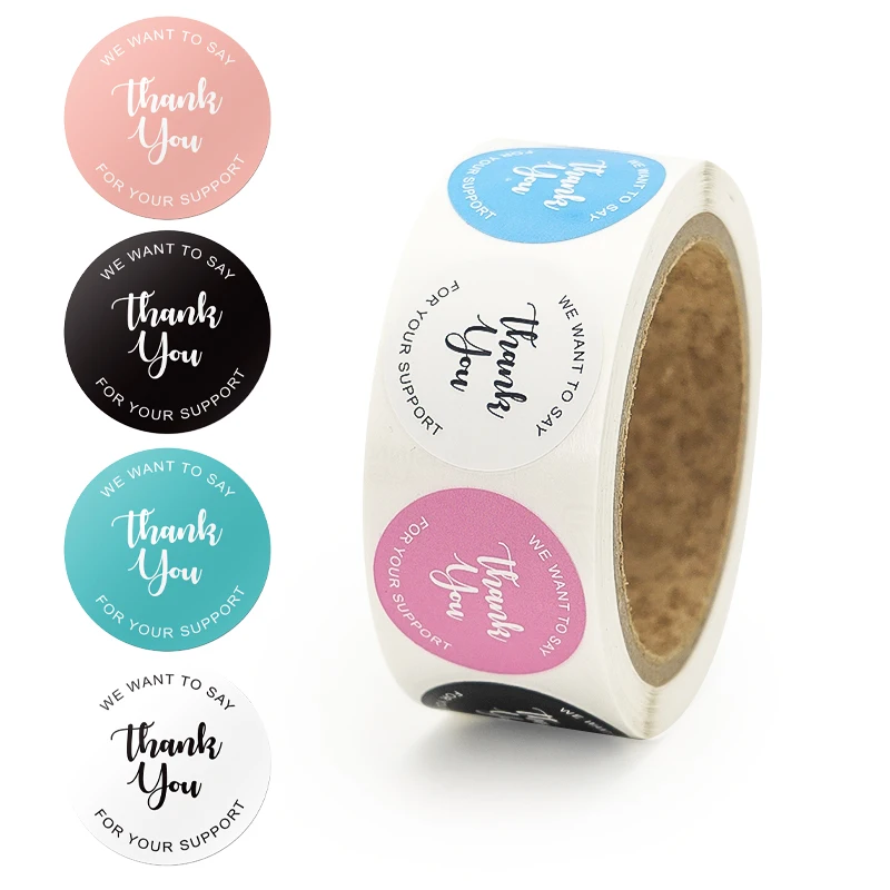 Hot Sale Custom Logo Printed Roll Adhesive Paper Round Thank You Seal Label Stickers for Packaging