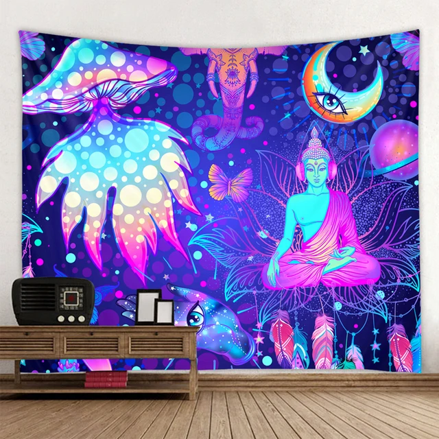 India Mandala Tapestry Wall Hanging Boho Decor Wall Cloth Tapestries Psychedelic Hippie Night Moon Tapestry Mandala Wall Carpet
