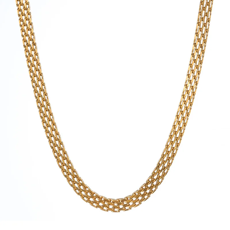 Французское винтажное плетеное ожерелье из титановой стали с золотым покрытием 18 карат цепочка в стиле кружева ключицы легкая роскошь
