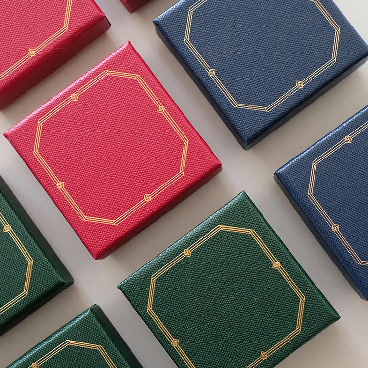 High Quality Red Leatherette Paper Ring Jewelry Box Jewelry Necklace Ring Gift Storage Box