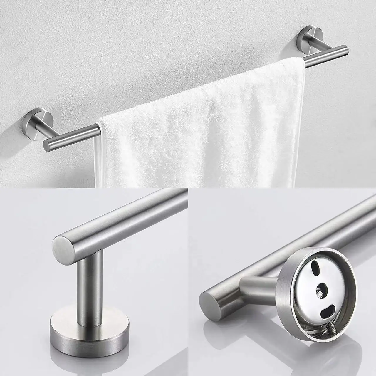 Wholesale Hotel Stainless Steel Brushed Nickel Towel Bar Paper Holder Hook 4 Pieces Bathroom Accessories Hardware Set Black