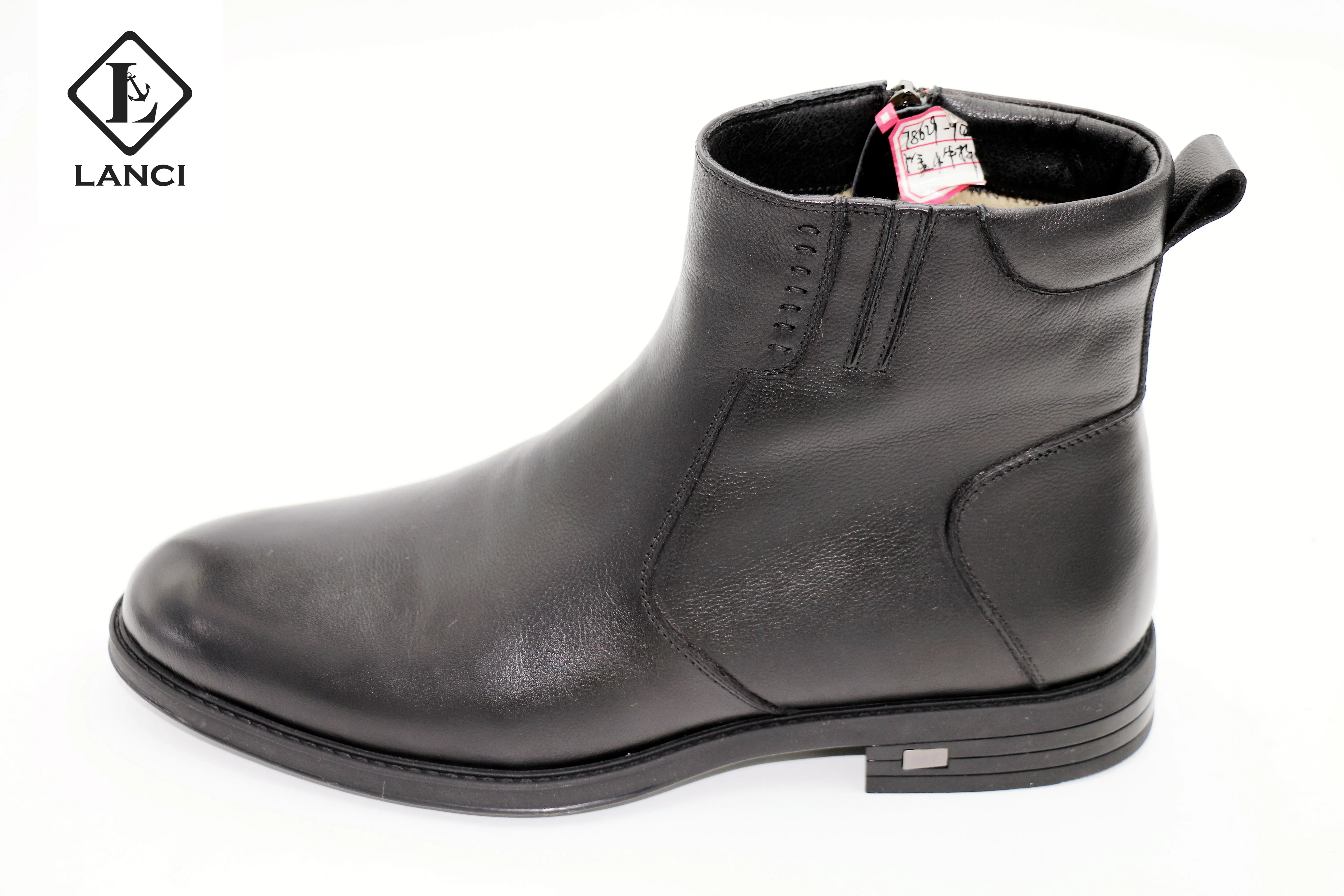 LANCI 2022 Wholesale latestest custom discount mens leather Chelsea boots zipper rope