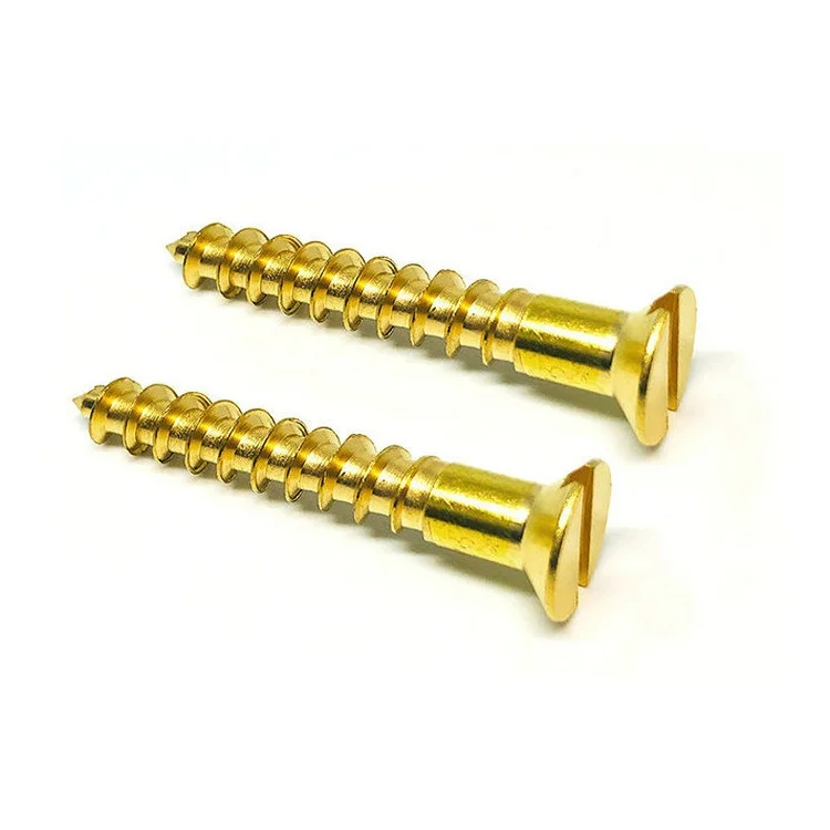 M3*10 Flat head slotted brass wood screws