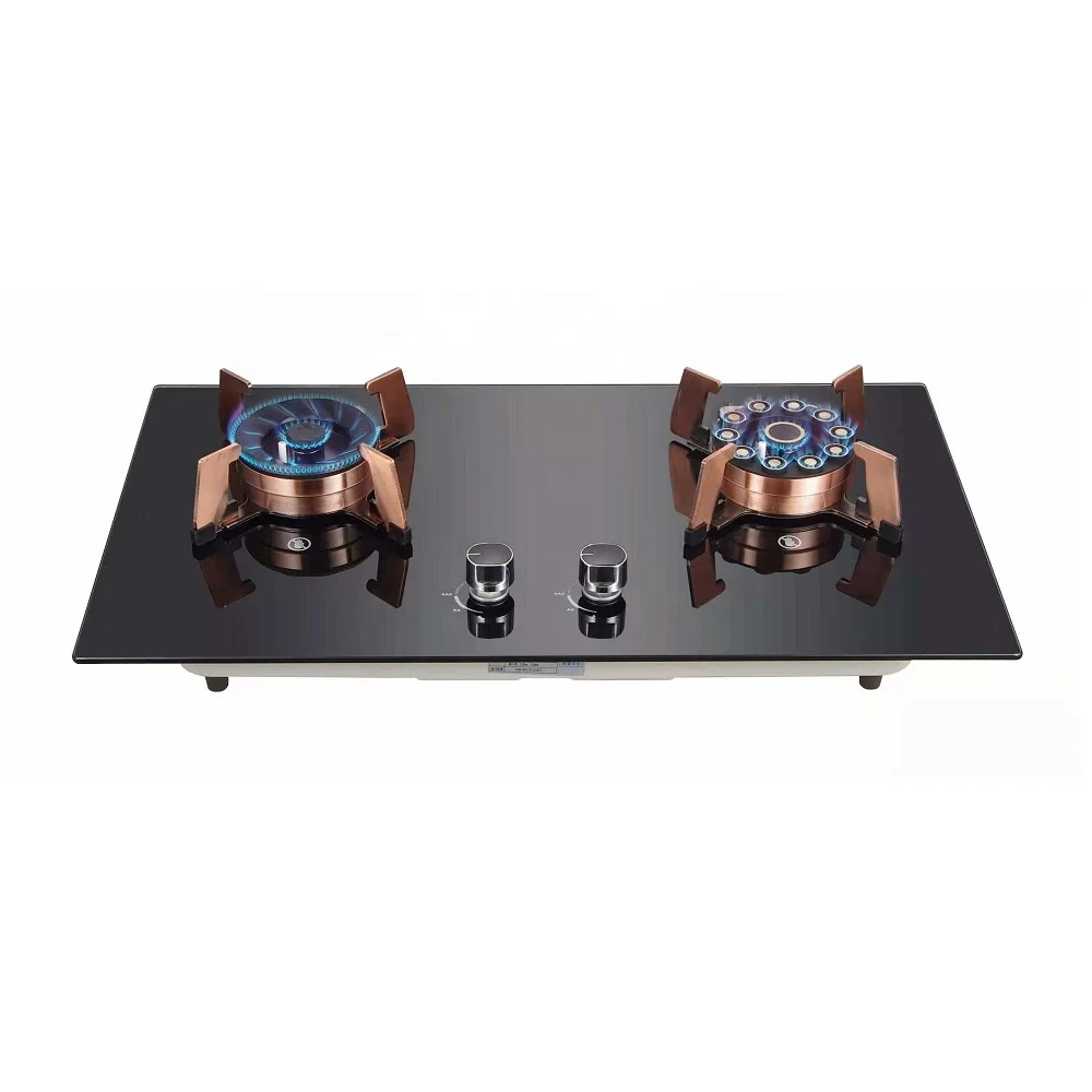 premium design 2 burners foldable gas cooker glass cooktop